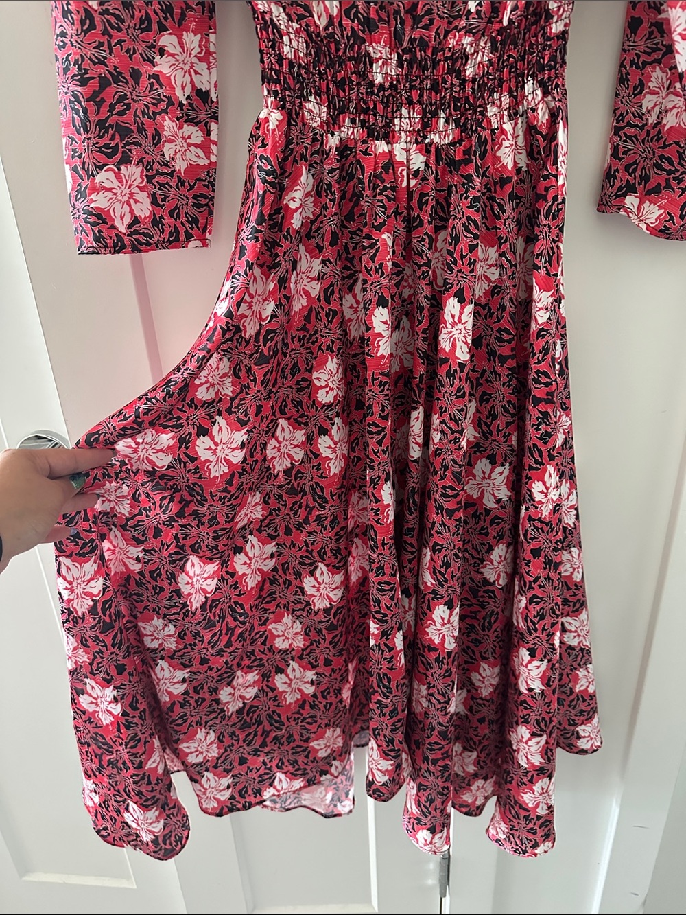 Maje Pink Floral Midi Dress - Picture 8 of 8